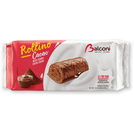 BALCONI Rollino Cocoa Cake Snacks - 6 count