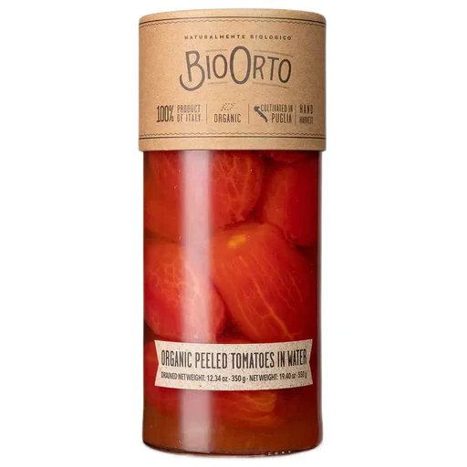 BIO ORTO Organic Whole Peeled Tomatoes in Water - 550g (19.40oz)