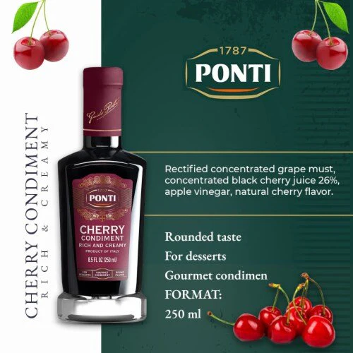 PONTI Condiment Cherry Rich & Creamy - 250ml (8.5fl. oz) - Image 2