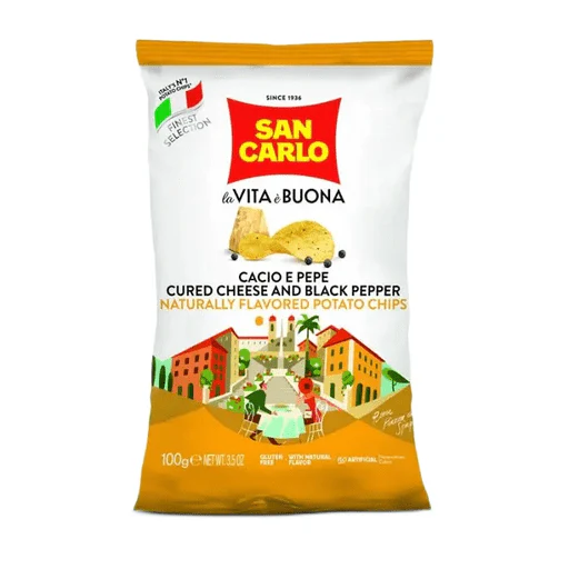 SAN CARLO Cacio & Pepe Potato Chips - 100g (3.5oz)