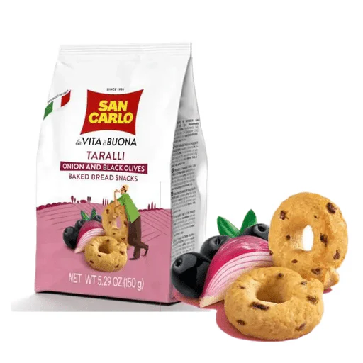 SAN CARLO Onion & Black Olives Taralli - 150g (5.29oz)